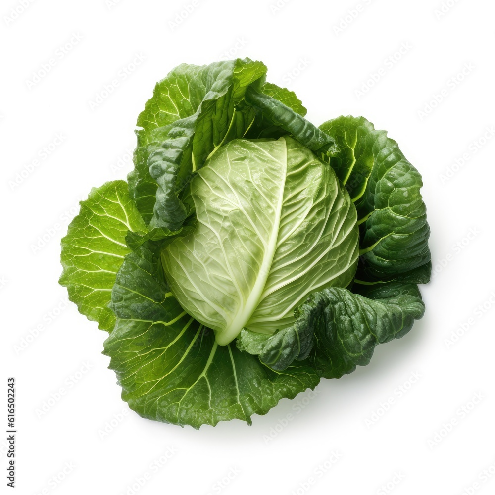 Obraz premium Cabbage leaf isolated on white background. Generative AI