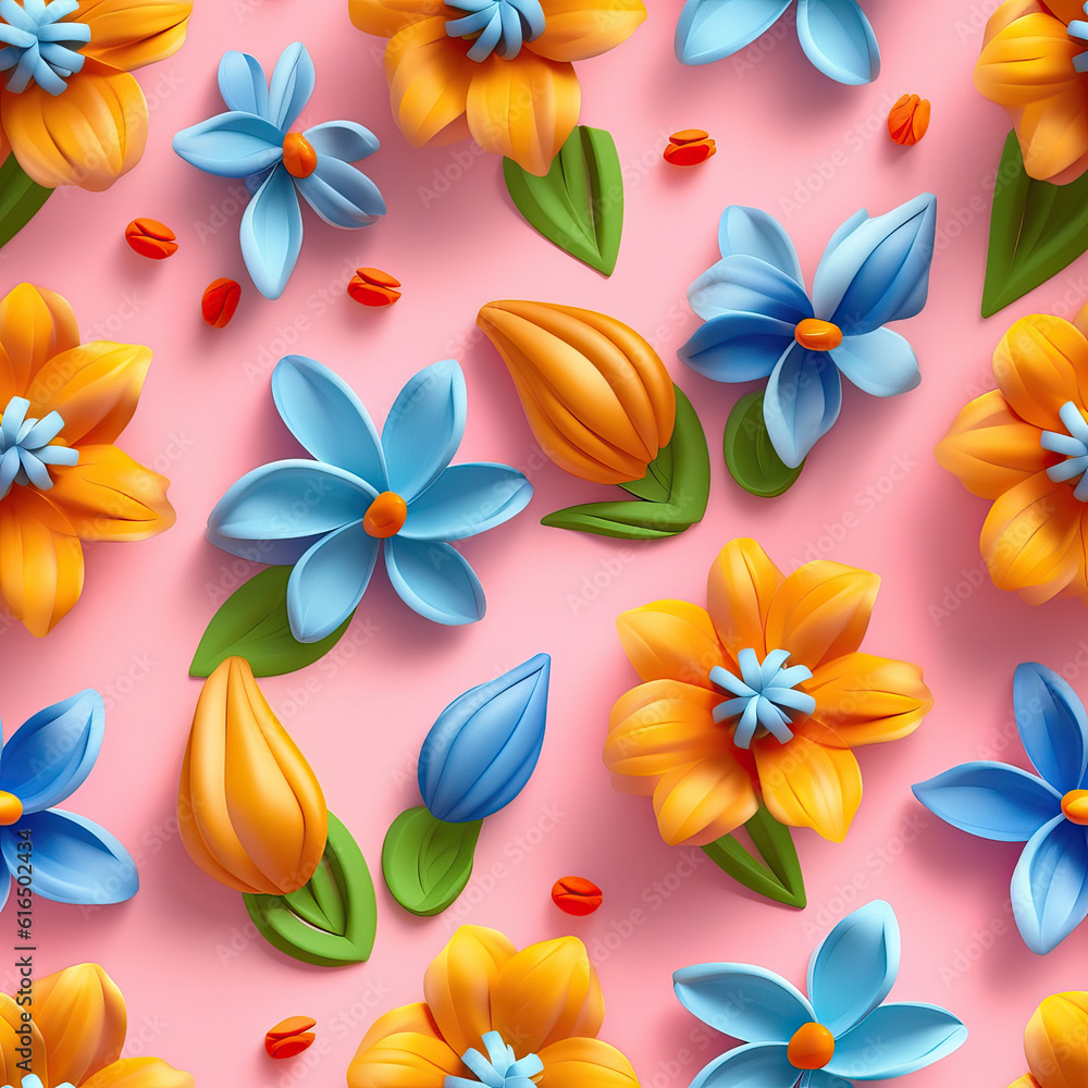 Flowers colorful collage 3d seamless repeat pattern
Flowers colorful collage 3d seamless repeat pattern
