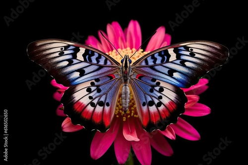 Colorful Butterfly Alighting Gracefully on a Delicate Flower Petal, an Inspiring Image of Wildlife and Floral Harmony in Natural Setting © thesweetsheep