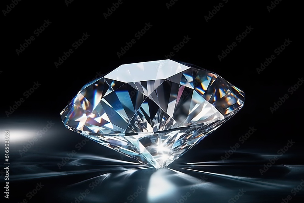 Diamond on black background, luxury precious gem closed up (Ai generated) Diamond on black background, luxury precious gem closed up (Ai generated)