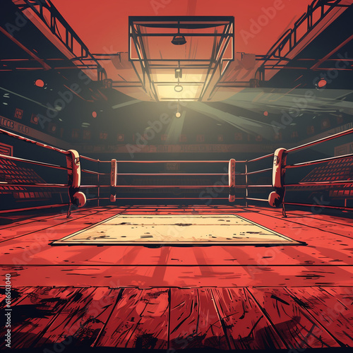 retro style boxing ring illustration