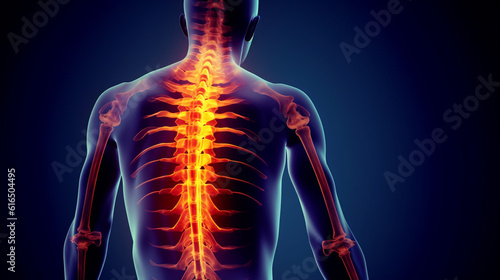 3D Illustration of Human Male Spine Anatomy. Medical Concept