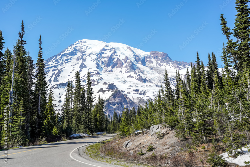 Mount Rainier Mountain in Washington, United States. National Park.