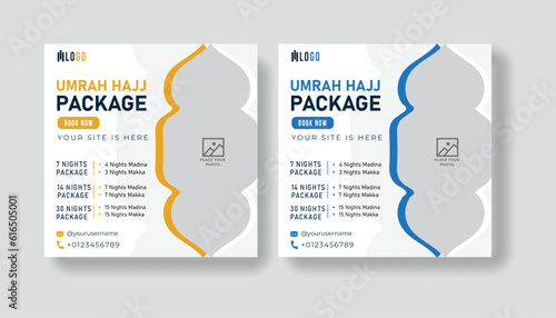 Hajj and umrah package social media design and web banner for for travel agency.