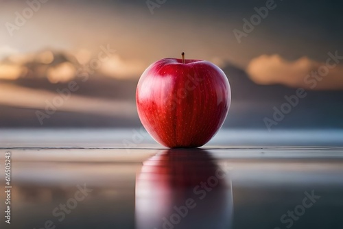 red apple on the beach