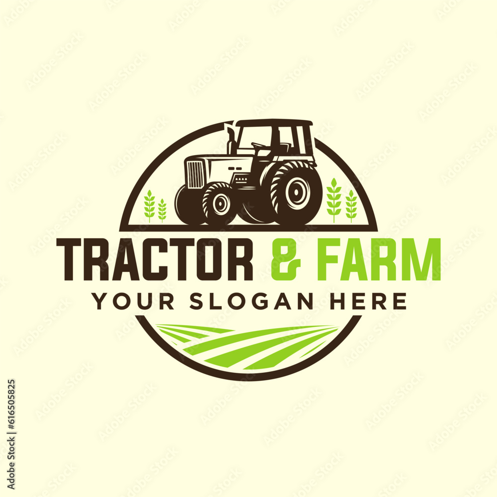 Fototapeta premium Collection of Tractor and farm logo template, vector set, vector pack