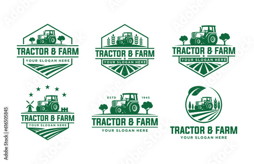 Collection of Tractor and farm logo template, vector pack, vector set