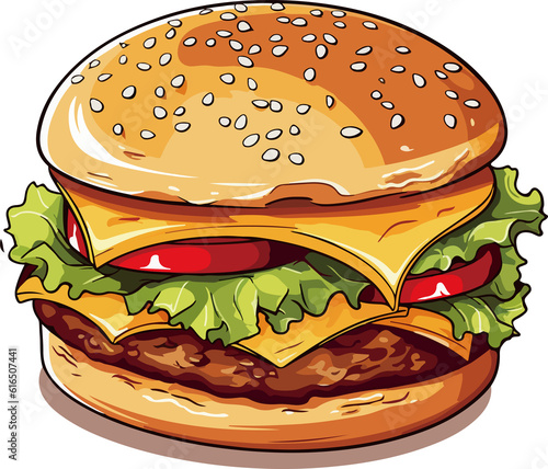delicious beef burger illustration
