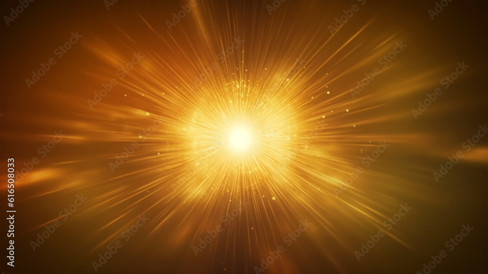 Solar system background, rays, yellow, for magazine articles, concept of the future