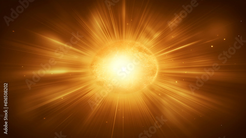 Solar system background, rays, yellow, for magazine articles, concept of the future