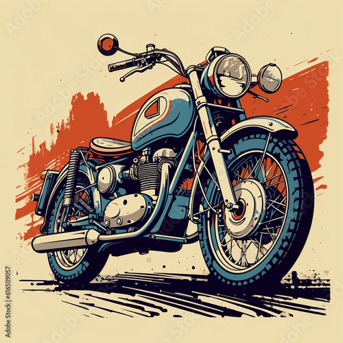 retro style motorbike illustration