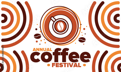 Coffee Festival. For coffee lovers. Event for professionals in the coffee industry. Cafes, restaurants and coffee roasters. Trainings for baristas from staff schools. Creative Illustration. Vector