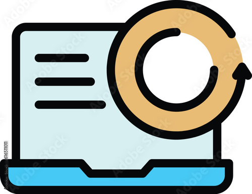 Update laptop icon. Outline Update laptop vector icon for web design isolated on white background color flat