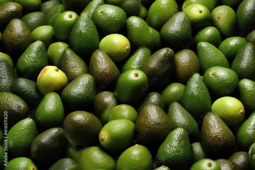 A big pile of whole ripe avocados. Generative AI A big pile of whole ripe avocados. Generative AI