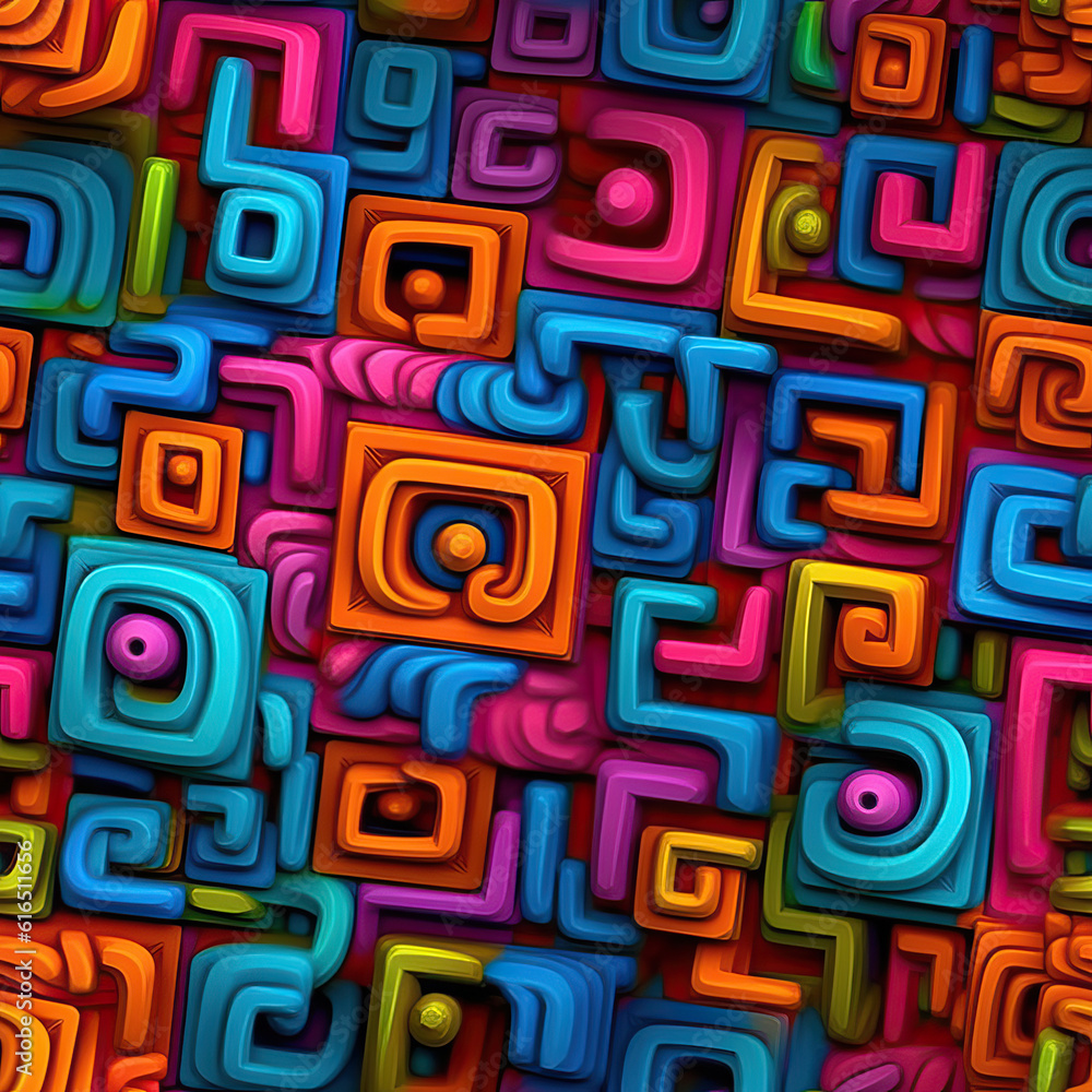 Colorful abstract 3d seamless repeat futuristic pattern