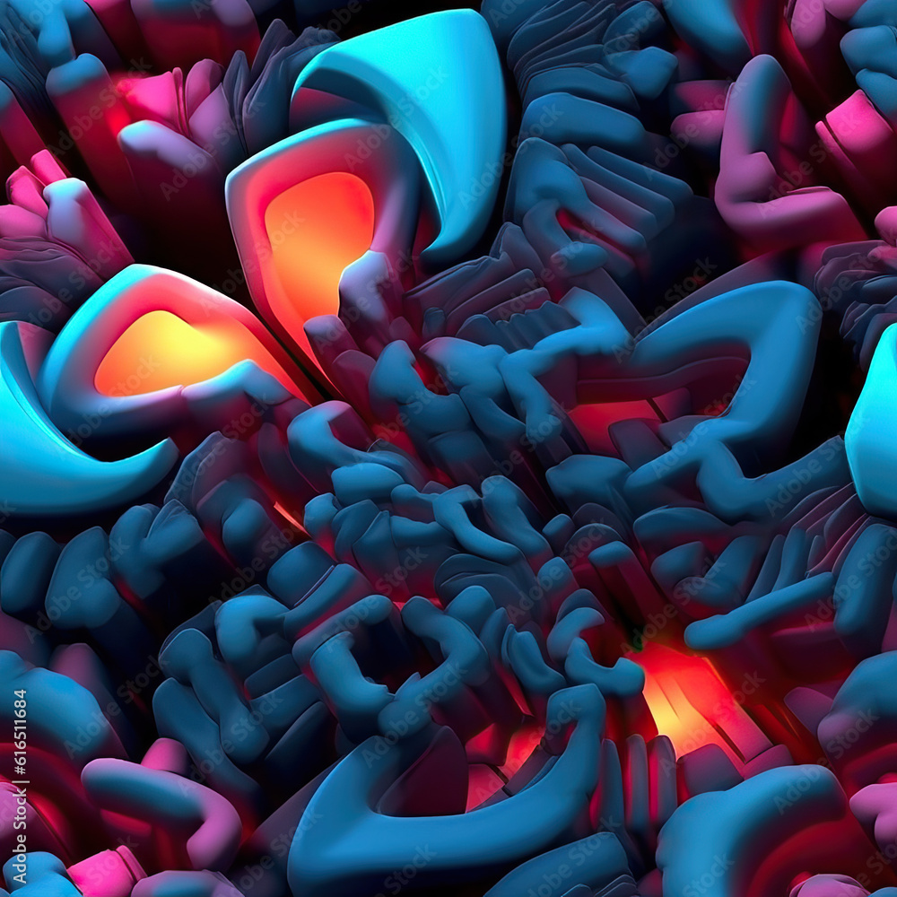 Obraz premium Colorful abstract 3d seamless repeat futuristic pattern