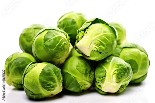 Brussels sprouts on white background. Generative AI