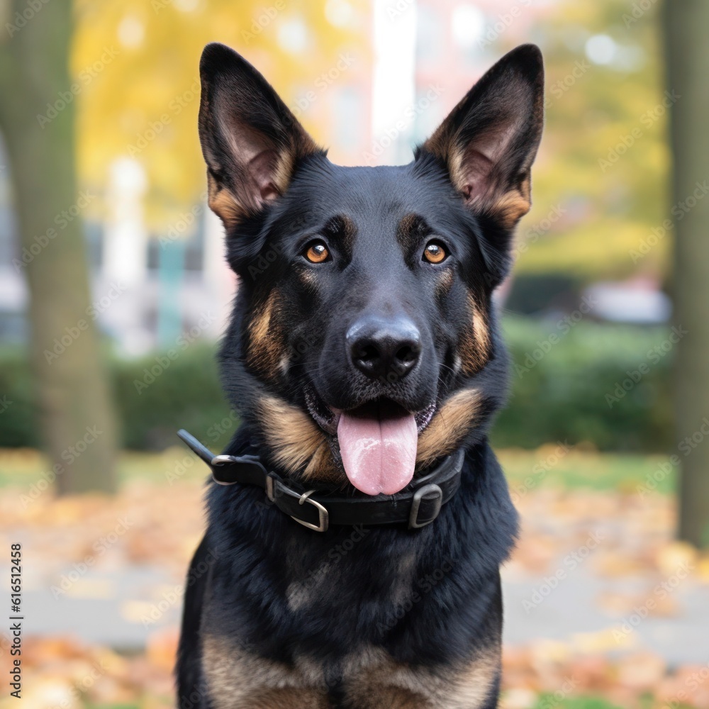 Outdoor portrait session of a German shepherd, generative AI content. Outdoor portrait session of a German shepherd, generative AI content.