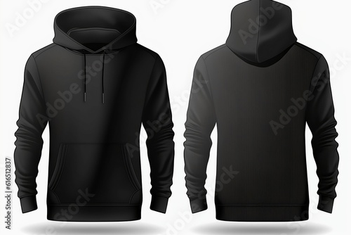 Oversized blank black men's hoodie long sleeve template isolated on white background