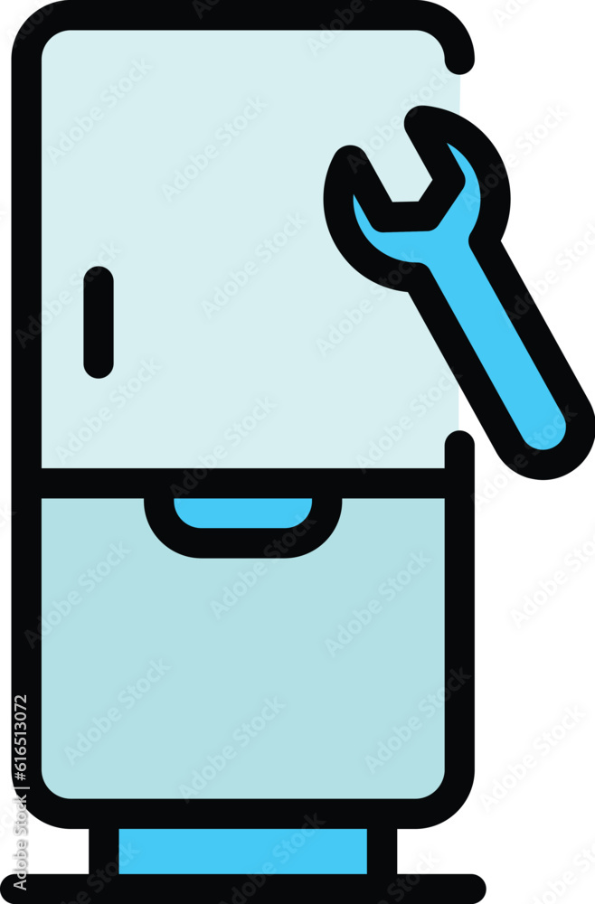 Wrench fridge icon. Outline Wrench fridge vector icon for web design isolated on white background color flat Wrench fridge icon. Outline Wrench fridge vector icon for web design isolated on white background color flat
