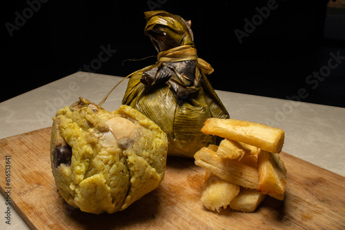 THE JUANE, TYPICAL FOOD OF THE PERUVIAN AMAZON, IS CONSUMED IN THE TRADITIONAL CELEBRATION OF SAN JUAN photo