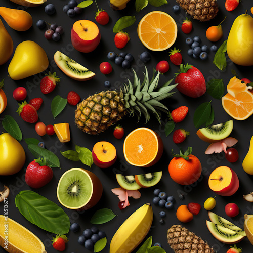 Fruits 3d colorful seamless repeat pattern 