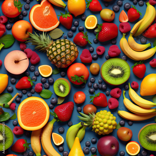 Fruits 3d colorful seamless repeat pattern 