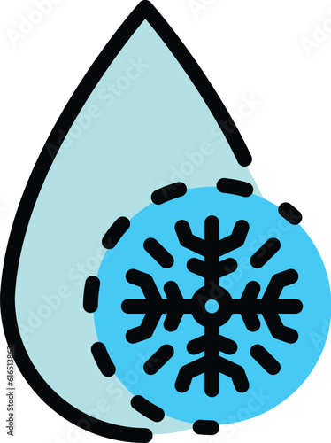 Freezeing water icon. Outline Freezeing water vector icon for web design isolated on white background color flat
