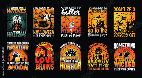 Halloween T shirt Design Bundle, Quotes about Halloween, Halloween T shirt, Halloween vintage T shirt design Collection
