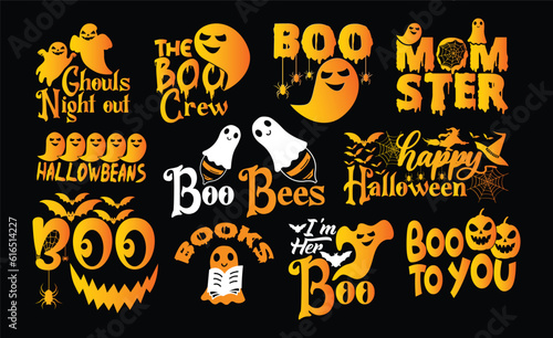 Halloween T shirt Design Bundle, Quotes about Halloween, Halloween T shirt, Halloween typography T shirt design Collection