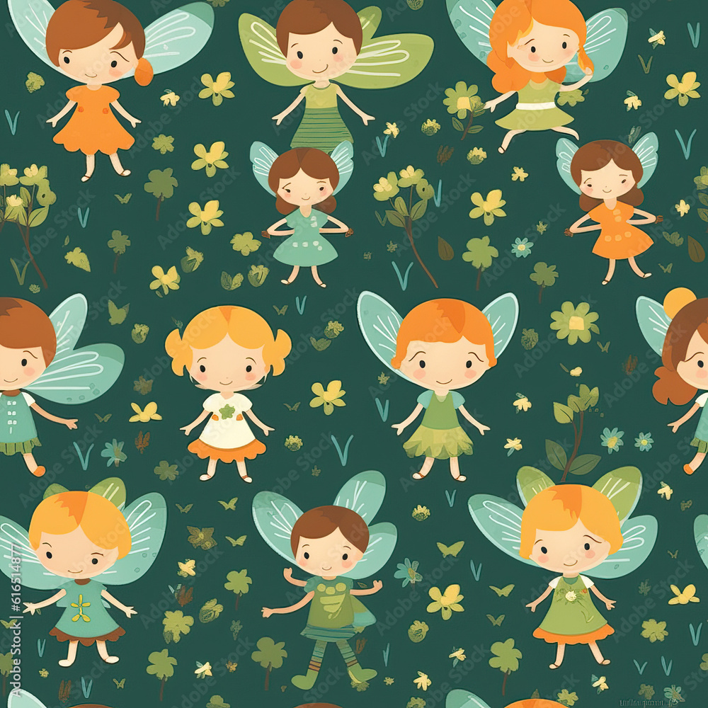 Fantasy fairies cute seamless repeat pattern Fantasy fairies cute seamless repeat pattern