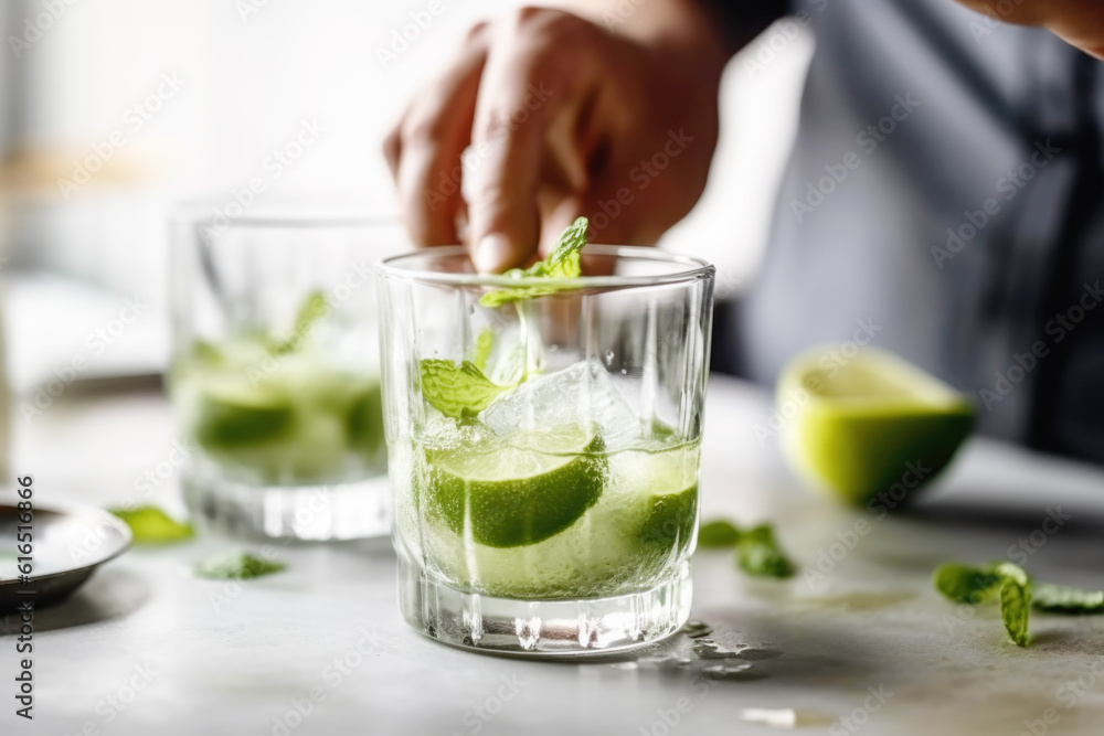 Mojito cocktail making Mojito cocktail making