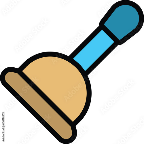 Rubber plunger icon. Outline Rubber plunger vector icon for web design isolated on white background color flat