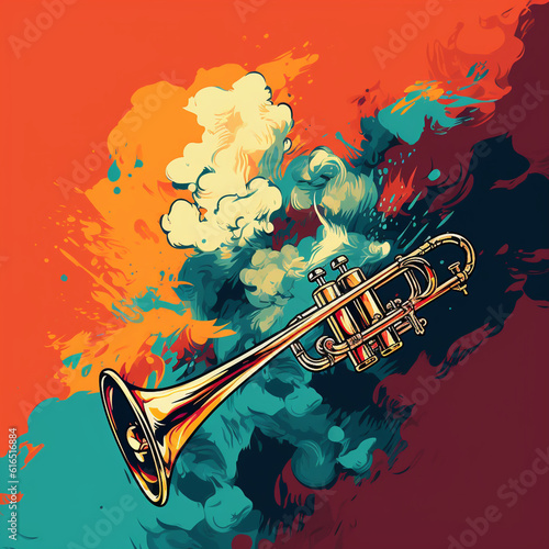illustration of a retro style trumpet