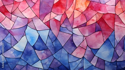 An abstract watercolor pattern resembling a colorful, lively mosaic, with overlapping shapes and intricate details. (Generative AI) © FEROHORA