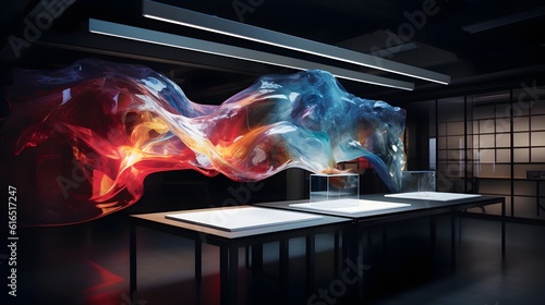  A three - dimensional abstract installation design, utilizing materials like wire, glass, and fabric to create a visually engaging and immersive desktop background experience. (Generative AI)