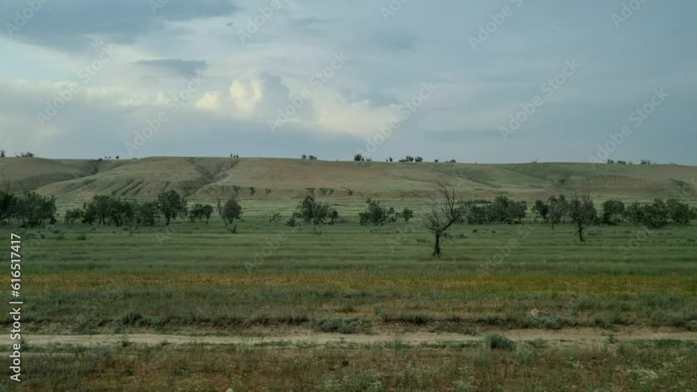 View of beautiful nature from the train window. Traveling by train View of beautiful nature from the train window. Traveling by train