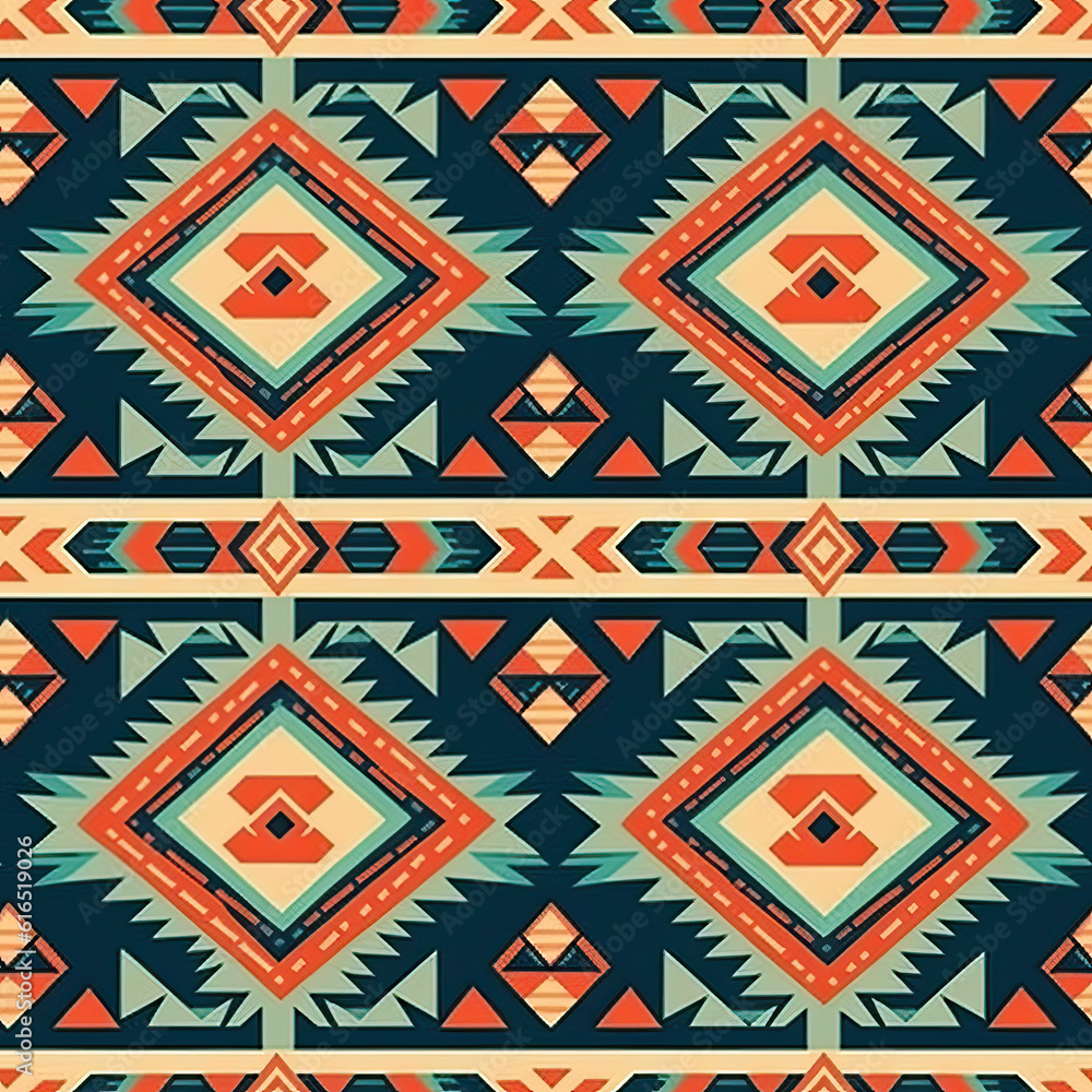 Aztec geometric ethnic seamless repeat pattern