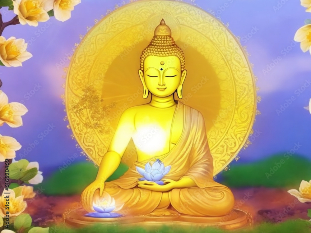 Obraz premium Buddha Poster Aesthetics Zen Religious Meditation Buddhism For Wall Art Generative AI