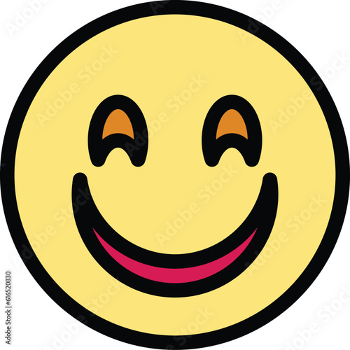 Grinning face icon. Outline Grinning face vector icon for web design isolated on white background color flat