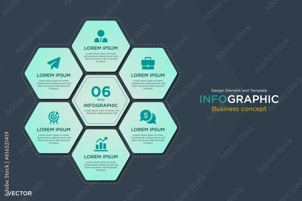 infographic business concept. Text Box 6 step Design Element