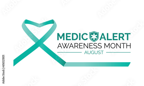 Medic Alert Awareness Month August . Celebration in United States. Poster, greeting card, banner and background design.
