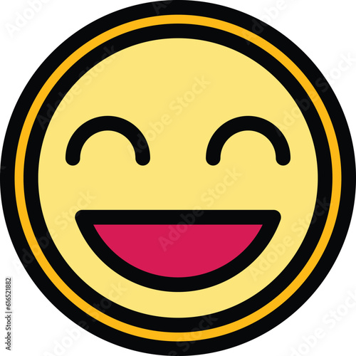 Happy smile icon. Outline Happy smile vector icon for web design isolated on white background color flat