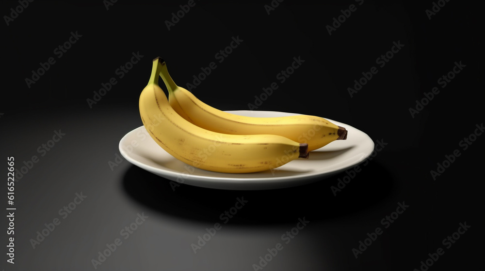 banana on black background HD 8K wallpaper Stock Photographic Image