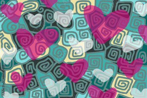 Abstract seamless pattern background with texture. Hand drawn with different shapes  patterns and colors. Abstract shape and pattern doodle concept.