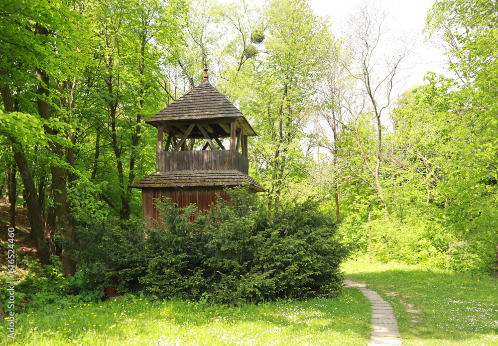 Wooden belfry in Skansen Museum of Folk Architecture and Life Wooden belfry in Skansen Museum of Folk Architecture and Life