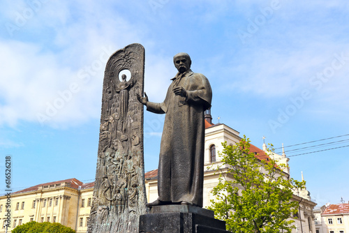 Monument to Taras Shevchenko in Lviv, Ukraine photo