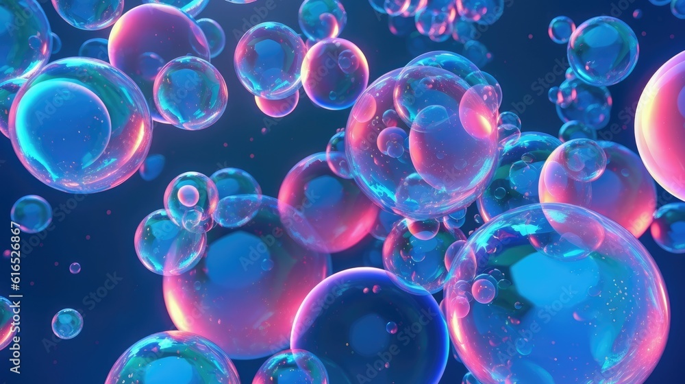Blue and pink circular bubbles over a blue background