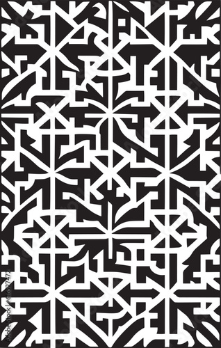 Abstract maze geometric background. Hand drawn seamless pattern with bold square lines. Black and white intricate vector background with brush strokes. seamless geometric pattern