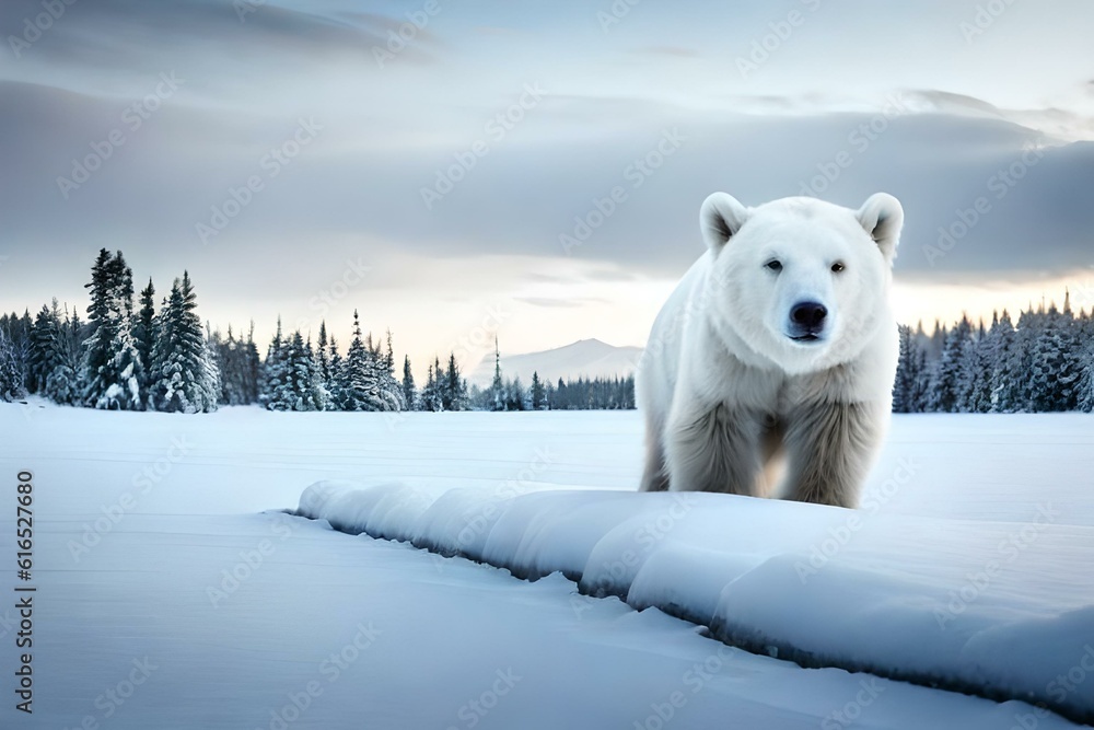 polar bear in the snow Generated AI polar bear in the snow Generated AI